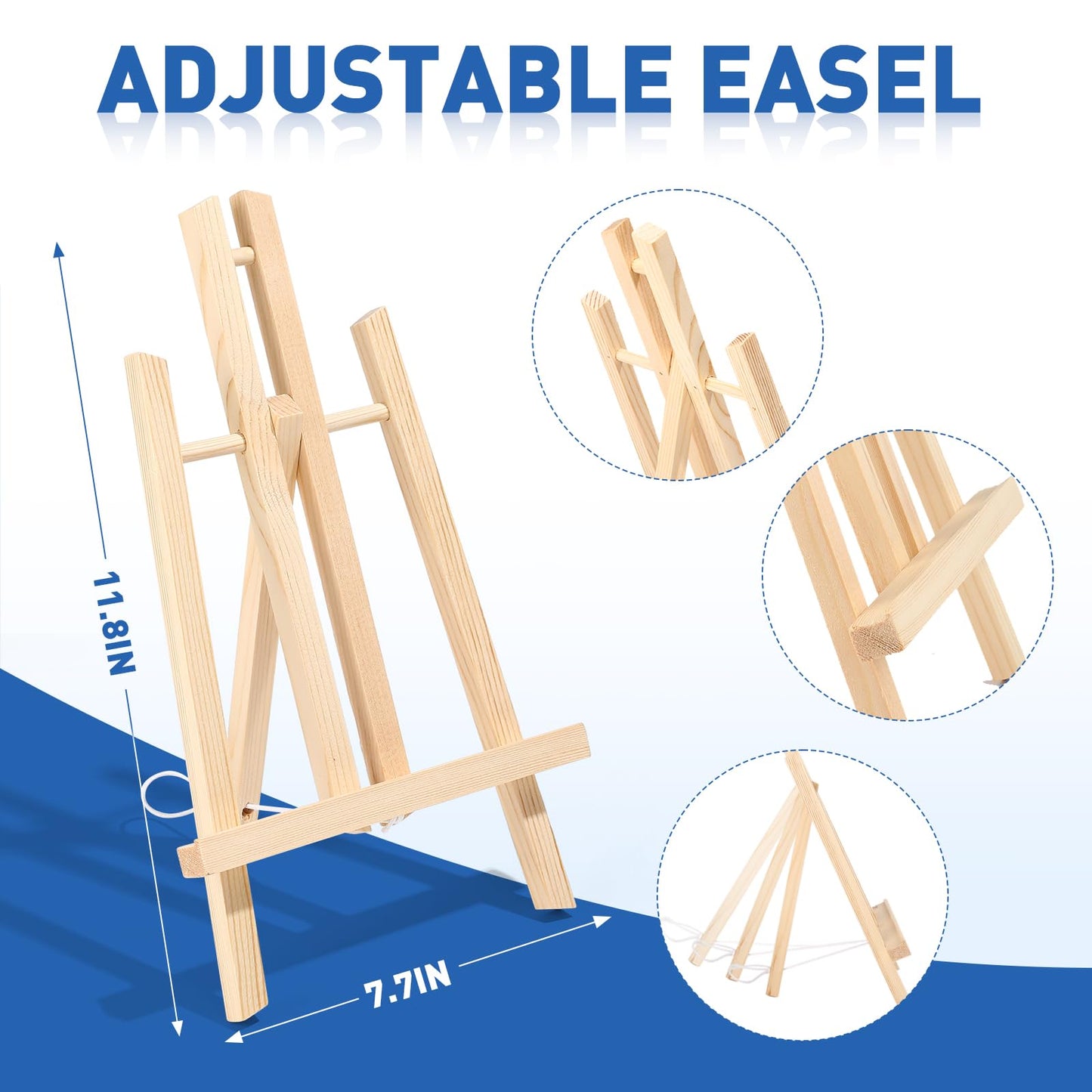 ESRICH 182 Pack Canvas with Easel Set 8 x 10 in Canvas Boards with 11.8 in Wooden Easels, Paint Brushes Canvas Panel Painting Kit for Acrylic Oil Watercolor Beginners Art Crafts Sip and Paint Party