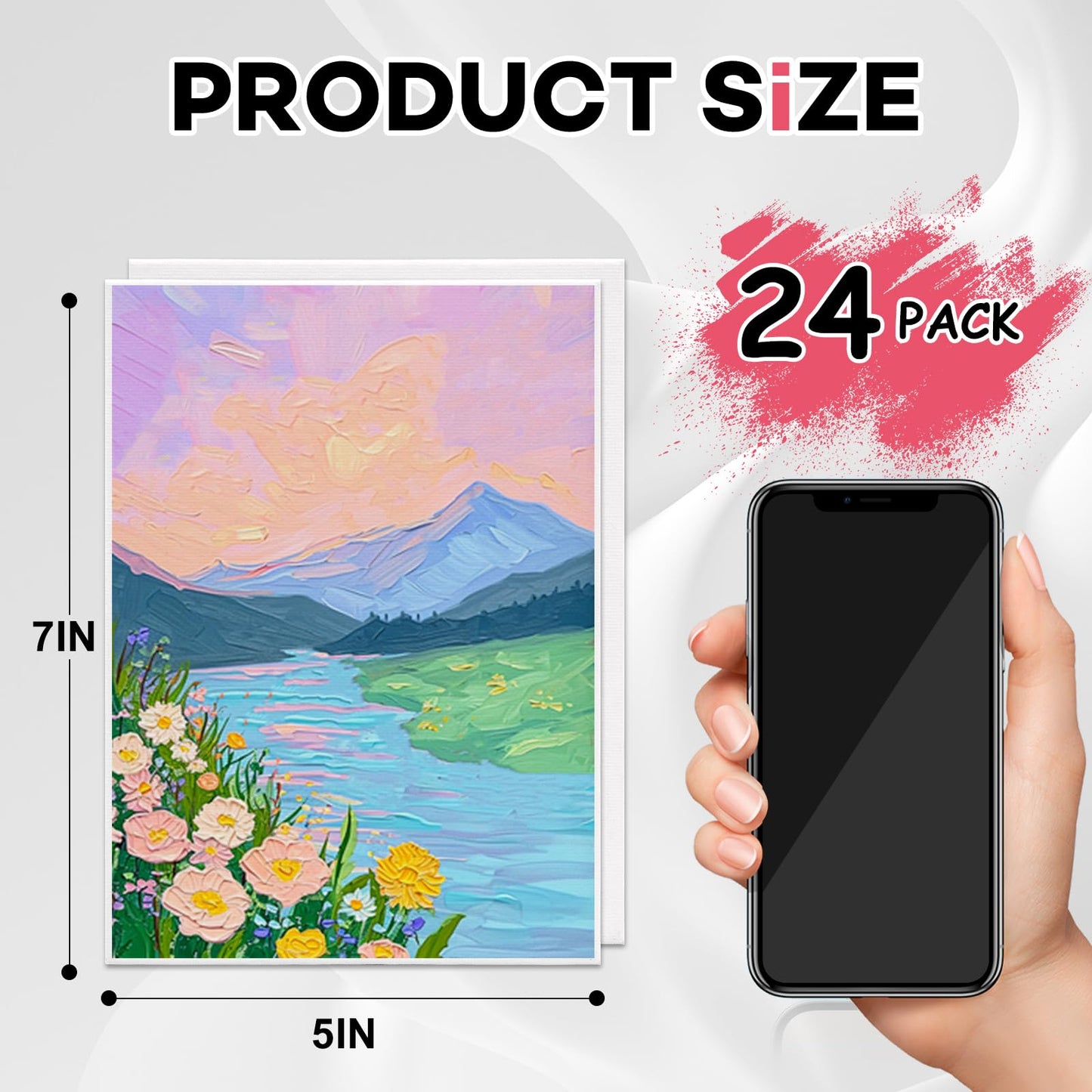 ESRICH Small Canvases for Painting 5x7IN, 24 Pack Small Canvas Boards Painting Canvas Primed Acid-Free Blank Canvas Panels for Oil Paint, Watercolor, Acrylic Paint, Gouache &Tempera.