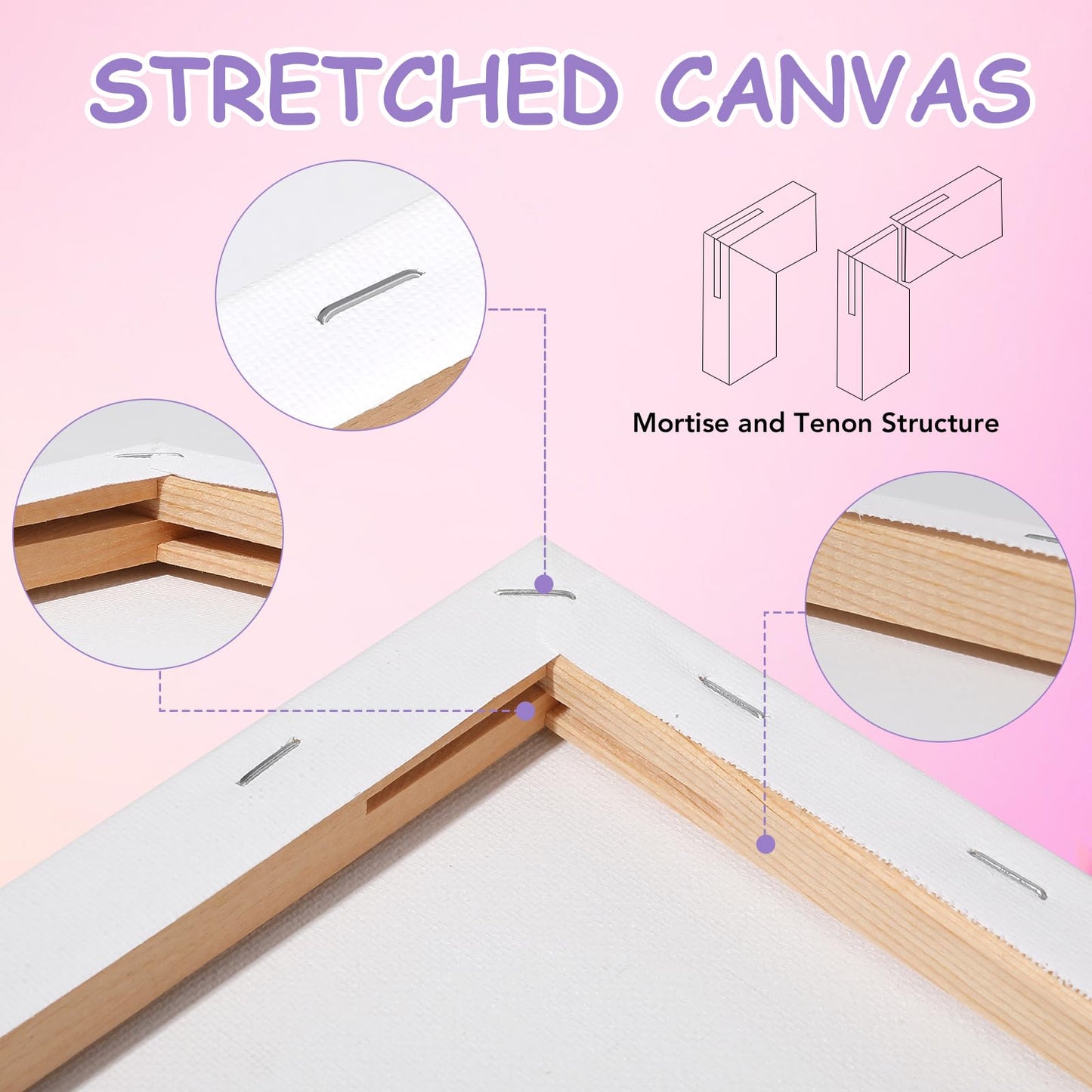 ESRICH Stretched Canvas for Painting, 2 Pack 8x10 Canvas Value Pack, Primed Acid-Free Cotton Blank Canvas, Paint Canvases for Oil & Acrylic Paint.