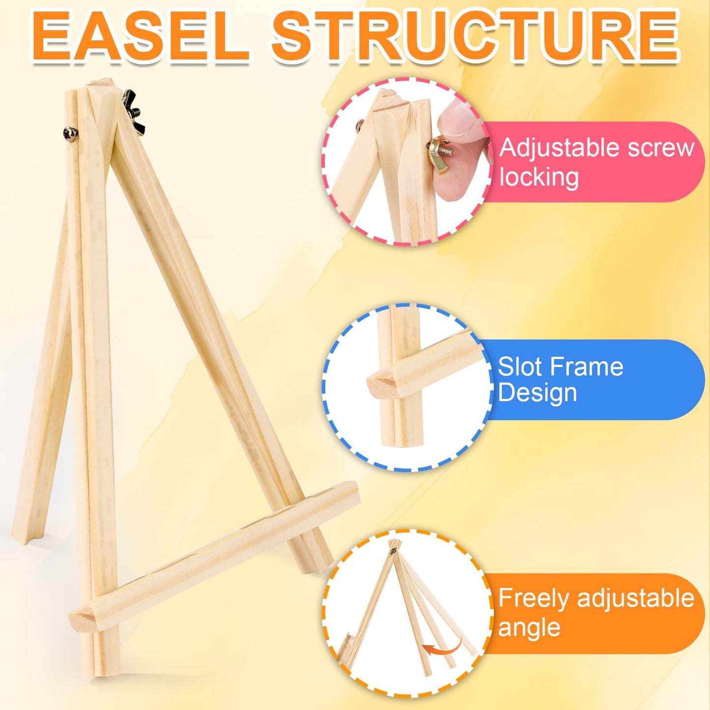 ESRICH 4 PCS 9 Inch Wood Easels, Easel Stand for Painting Canvases, Art and Crafts, Tripod, Painting Party Easel, Kids Student Tabletop Easels for Painting, Portable Canvas Photo Picture Sign Holder