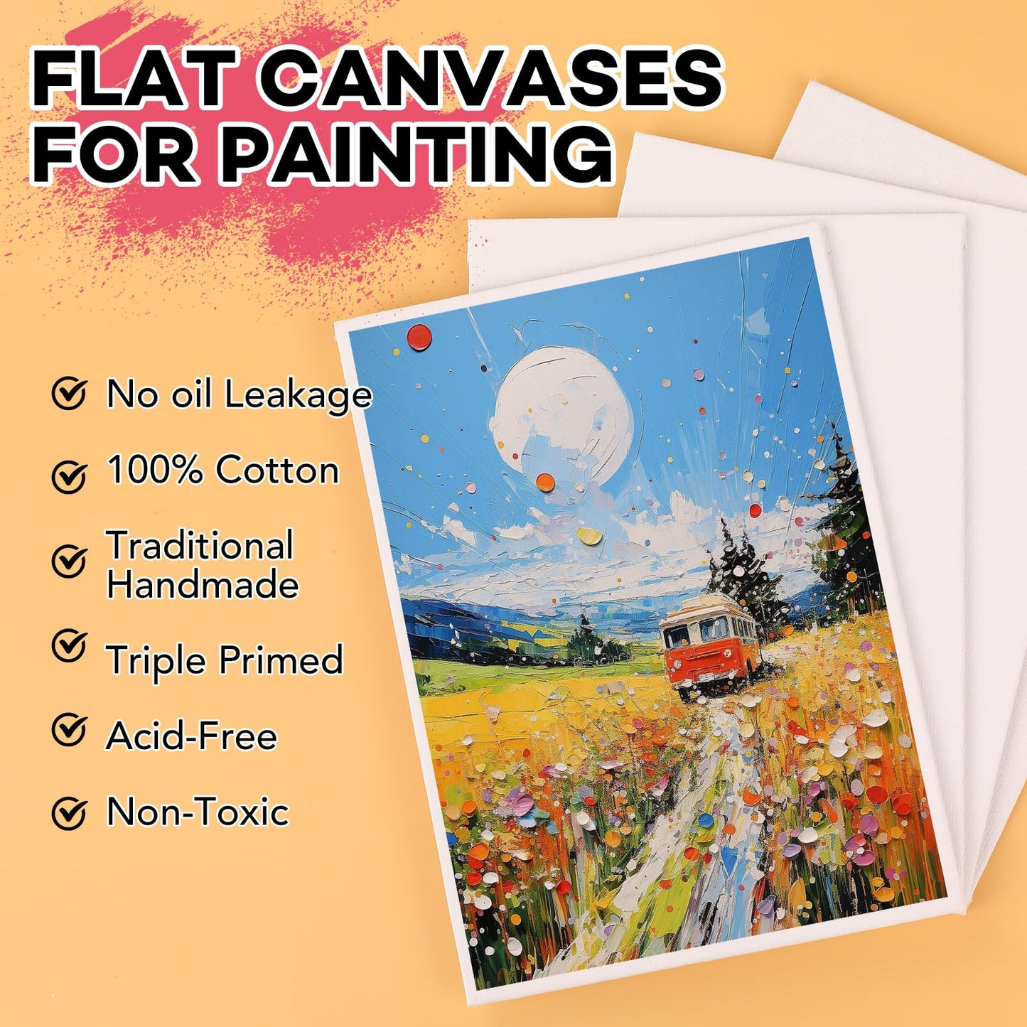 ESRICH Small Canvases for Painting 5x7IN, 24 Pack Small Canvas Boards Painting Canvas Primed Acid-Free Blank Canvas Panels for Oil Paint, Watercolor, Acrylic Paint, Gouache &Tempera.