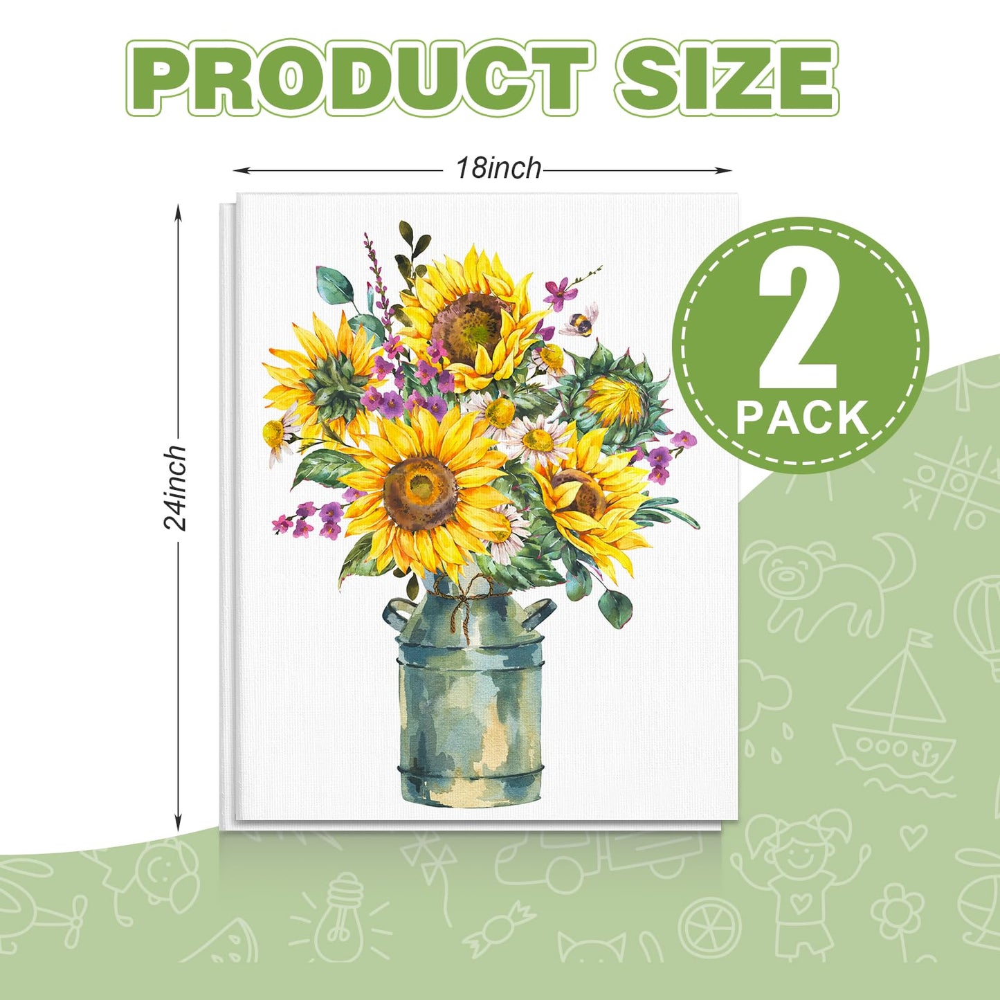ESRICH Canvas for Painting 18x24 Inch, 2 Pack Canvas Boards for Painting Cotton Primed Acid Free Large Blank Canvases, Canvas Panels for Oil Paint, Watercolor, Acrylic Paint, Gouache and Tempera.
