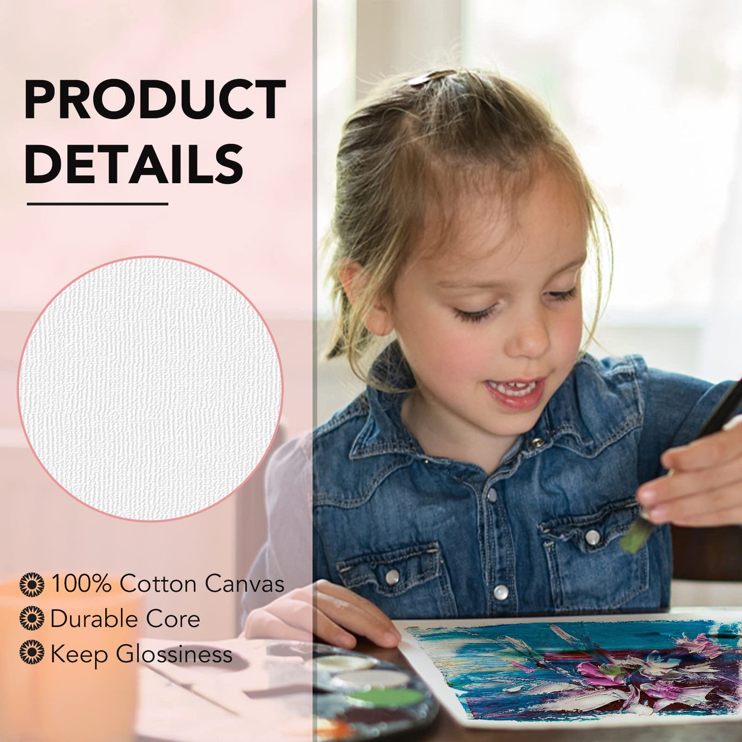 ESRICH Canvas Boards for Painting-21 Pack Blank Flat Canvas Boards-4x4, 5x7, 8x10, 9x12, 11x14, Round Canvas D8, D10, Cotton Primed Canvas Panels, Painting Canvas for Oil, Acrylic, Watercolor.