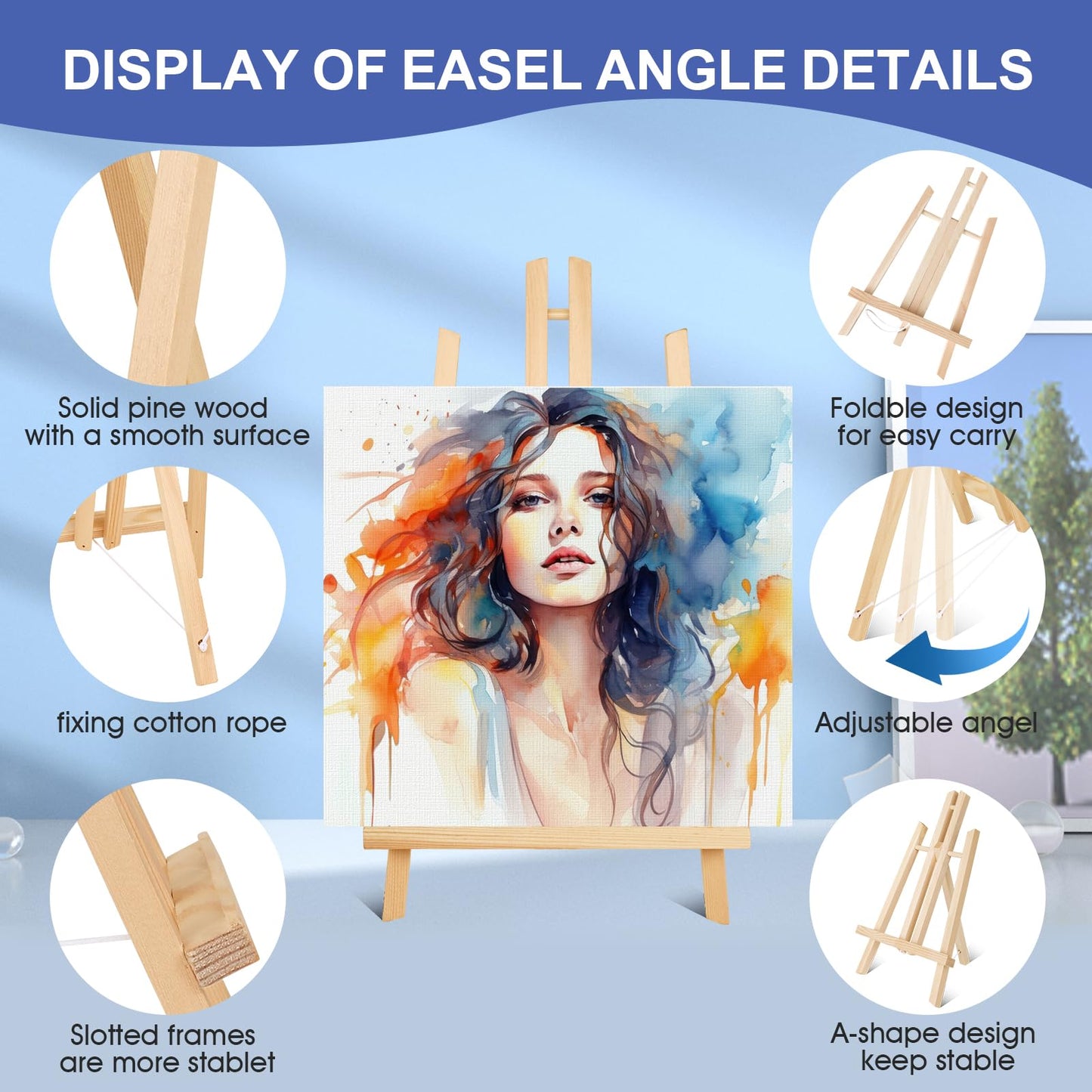 ESRICH 16 PCS 11.8" Wood Easels,Tabletop Easel for Painting,Painting Party, Displaying Canvases, Kids Student Table School Desktop, Portable Canvas Photo Picture Sign Holder