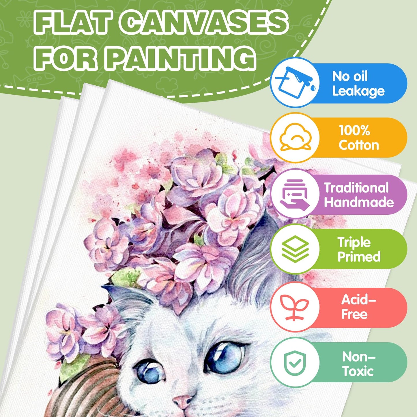 ESRICH Canvas for Painting 18x24 Inch, 2 Pack Canvas Boards for Painting Cotton Primed Acid Free Large Blank Canvases, Canvas Panels for Oil Paint, Watercolor, Acrylic Paint, Gouache and Tempera.